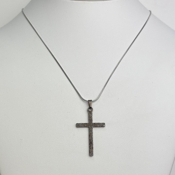Crossfix Jewelry - NEW Holy Water Cross Raw Steel 17" River Jordan Baptism Confirmation Unisex